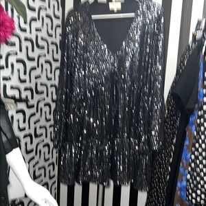 #31 black and gray sequence, mini dress